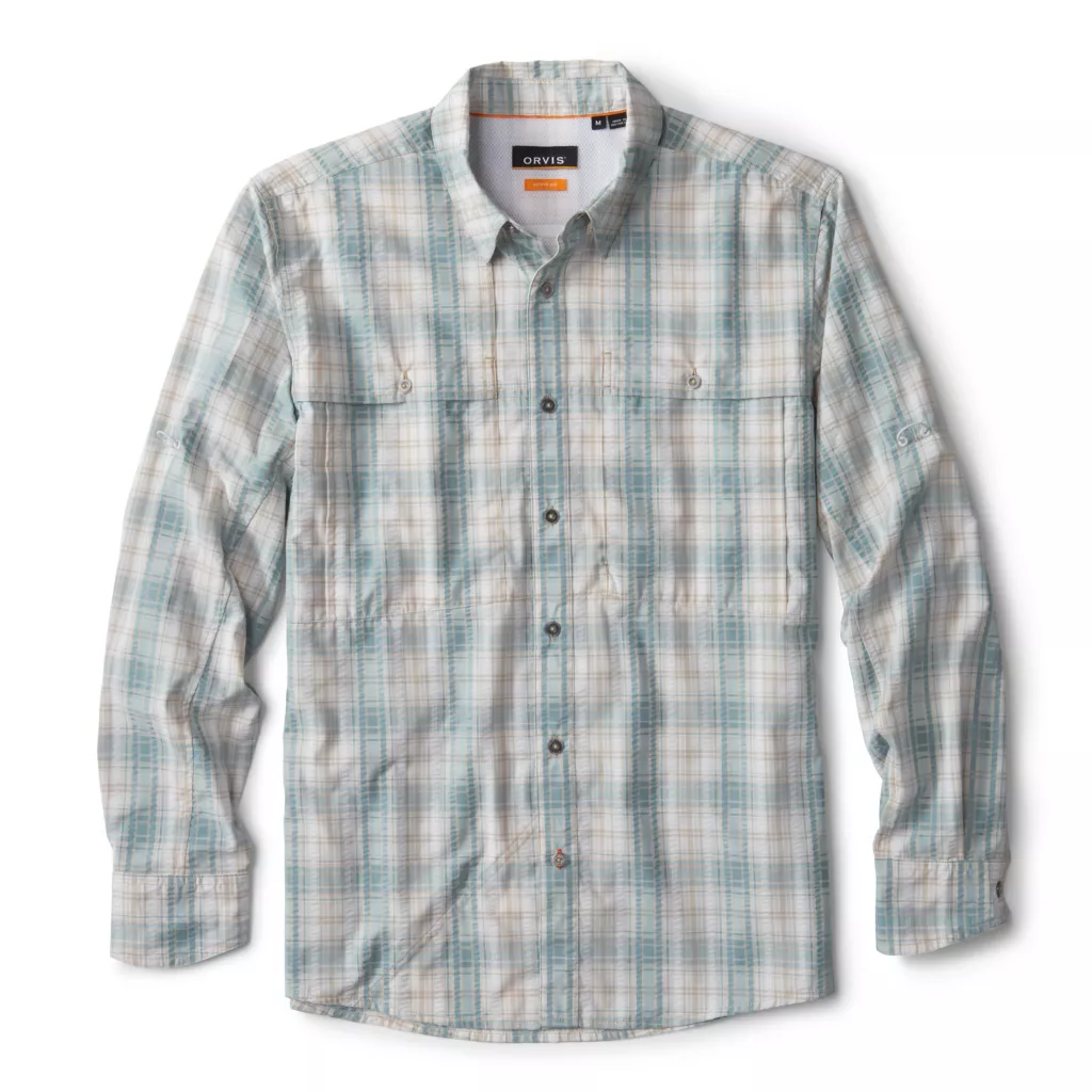 Open Air Caster Plaid Long Sleeve- Mineral Blue/White